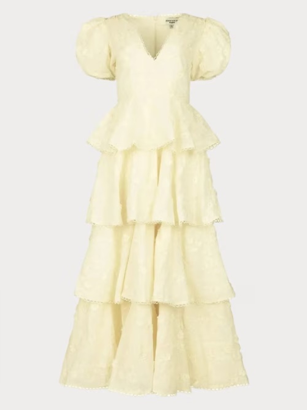 JessaKae Cream Tiered Puff-Sleeve Maxi Dress